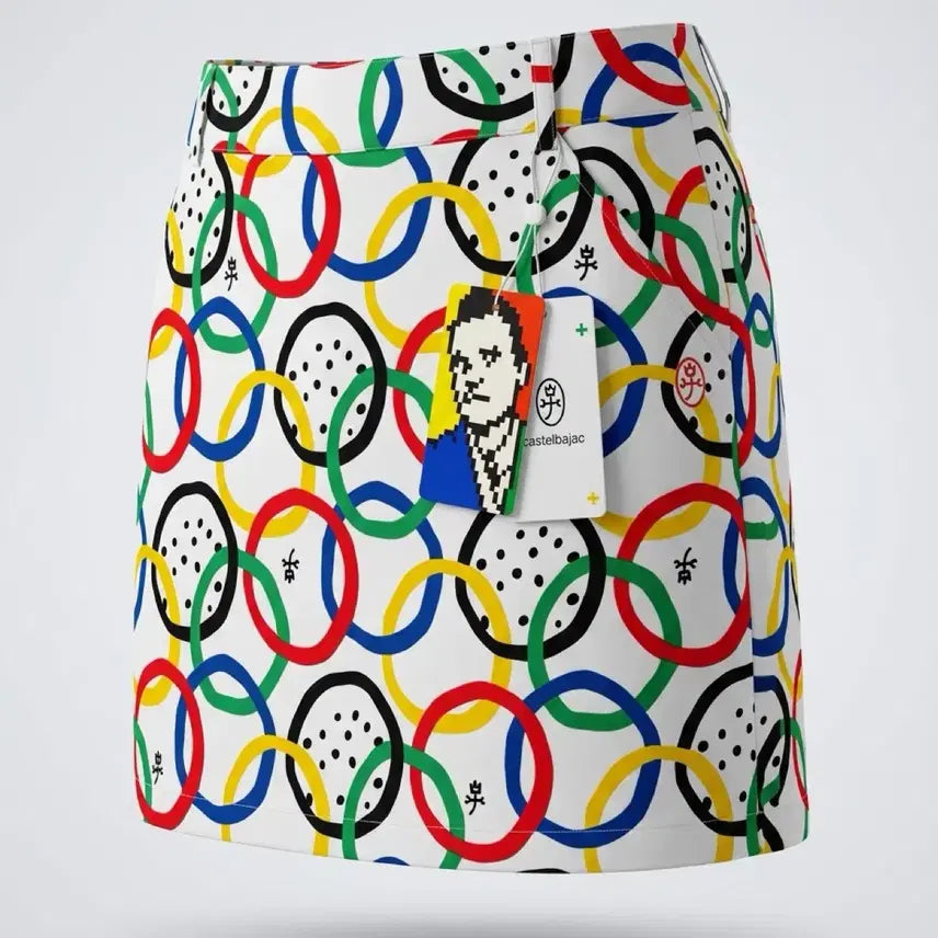 [BUNJANG] Castelbajac Women's Round Pattern Golf Skirt Size 64 / 여성64/ 텍가13만9천 까스텔바작 동글패턴 골프 스커트 첫구매팔로잉무배