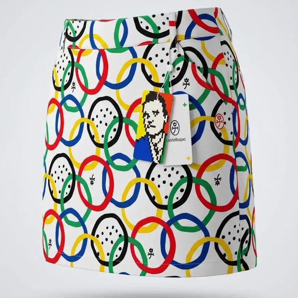 [BUNJANG] Castelbajac Women's Round Pattern Golf Skirt Size 64 / 여성64/ 텍가13만9천 까스텔바작 동글패턴 골프 스커트 첫구매팔로잉무배