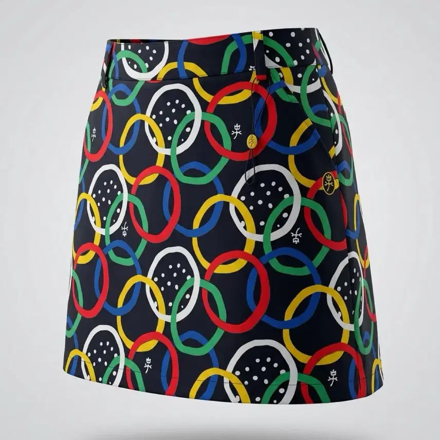 [BUNJANG] Castelbajac Golf Black Pattern Skirt (Size 64, Unused) / 여성64/ 13만원상당 새상품 까스텔바작 골프 블랙 패턴 스커트