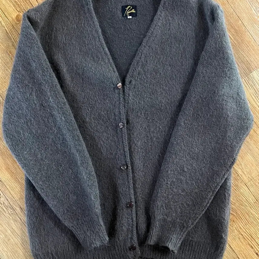 [BUNJANG] Needles Mohair Cardigan Charcoal/Brown L / 니들스 모헤어 가디건 [L]