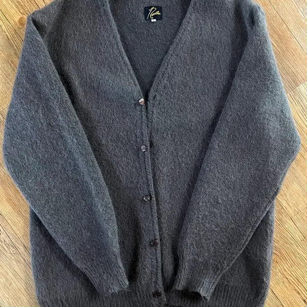 [BUNJANG] Needles Mohair Cardigan Charcoal/Brown L / 니들스 모헤어 가디건 [L]