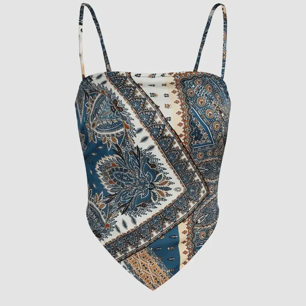 [BUNJANG] Paisley Print Scarf Top Tie Blouse / 스카프탑 페이즐리 프린트 타이 백 블라우스 샵사이다