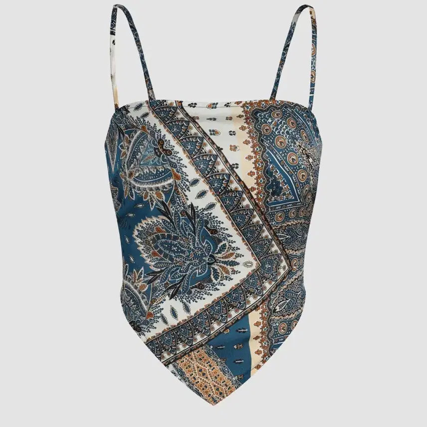 [BUNJANG] Paisley Print Tie Back Blouse / 스카프탑 페이즐리 프린트 타이 백 블라우스 샵사이다
