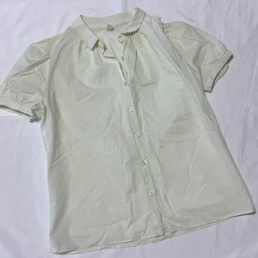 [BUNJANG] Puff Sleeve Short Sleeve Shirt Blouse / 퍼프소매 반팔 셔츠 블라우스