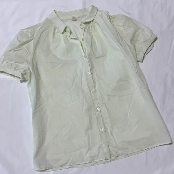[BUNJANG] Puff Sleeve Short Sleeve Shirt Blouse / 퍼프소매 반팔 셔츠 블라우스