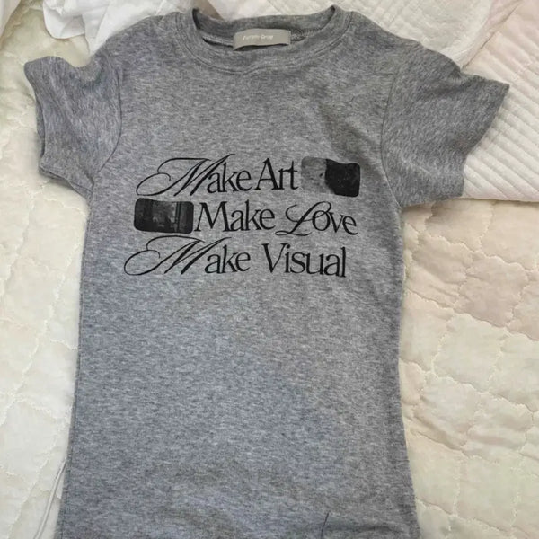 [BUNJANG] Ningning Fit Lettering Slim Short-Sleeved T-Shirt / (새상품) 닝닝핏 레터링 슬림 반팔티