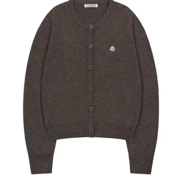 [BUNJANG] Koiseio Flower Button Cardigan Brown / 코이세이오 플라워 버튼 가디건 브라운