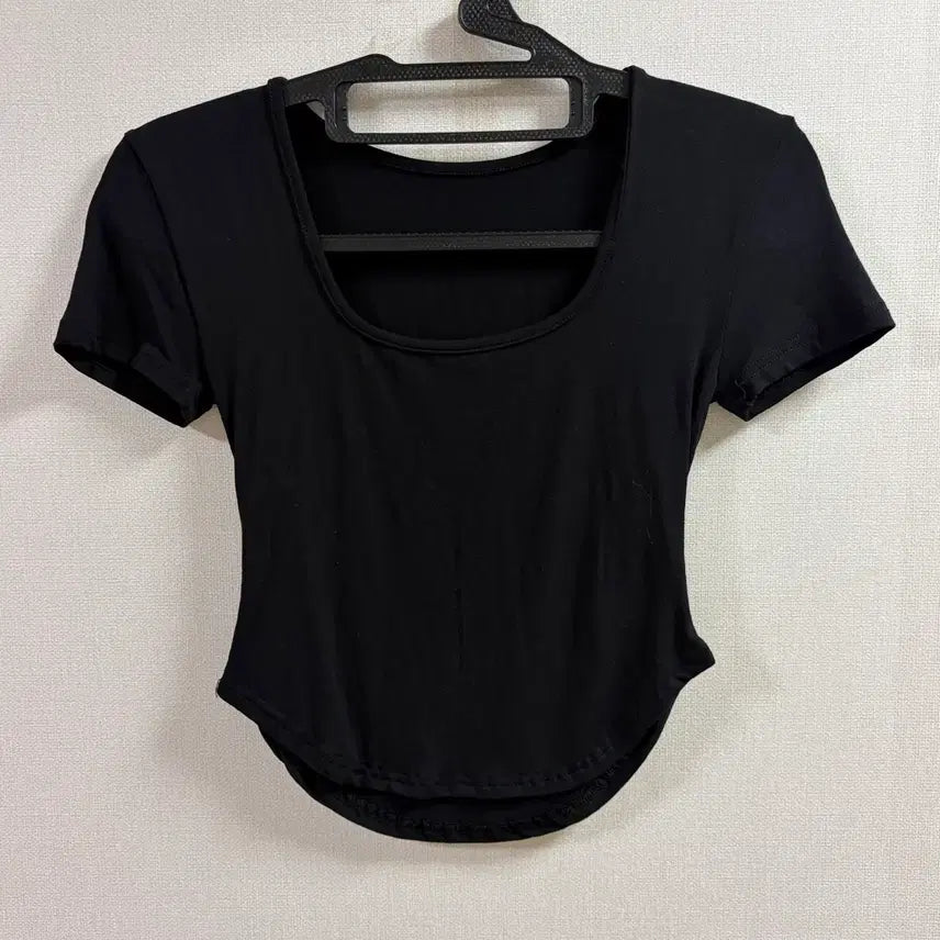 [BUNJANG] Square Neck Cropped T-Shirt / (새상품) 반팔 크롭 스퀘어넥 굴림티셔츠