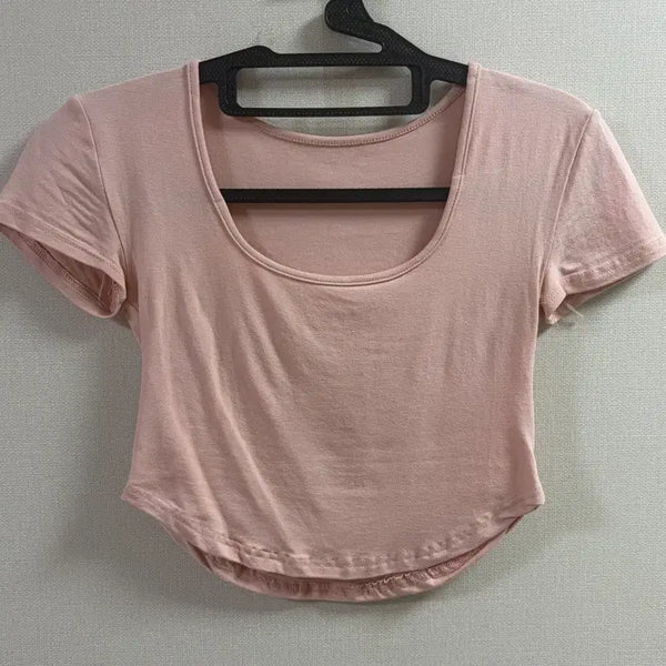 [BUNJANG] Square Neck Cropped T-Shirt / 반팔 크롭 스퀘어넥 굴림티셔츠