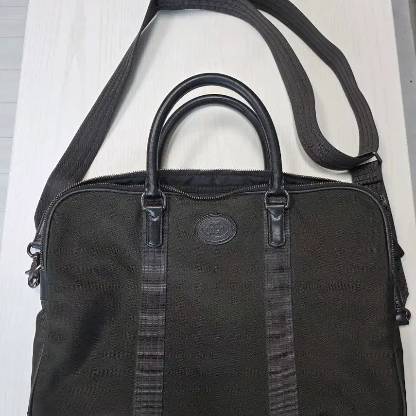 [BUNJANG] Polo Ralph Lauren Khaki Briefcase with Shoulder Strap / 폴로 랄프로렌 카키 브리프케이스