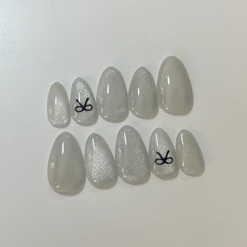 [BUNJANG] Short Ribbon Magnetic Gel Nail Tips / 리본자석네일팁숏