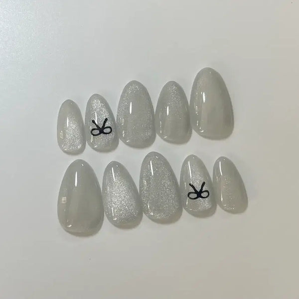 [BUNJANG] Short Ribbon Magnetic Gel Nail Tips / 리본자석네일팁숏