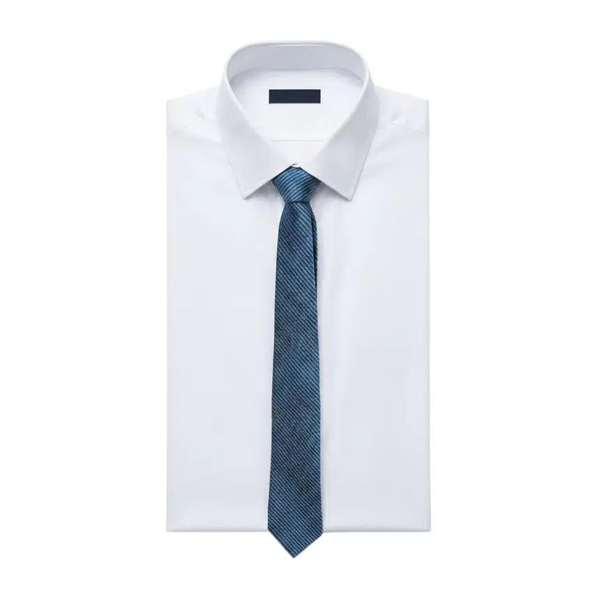 [BUNJANG] Pearl Silk Checkered Pattern Blue Necktie / 진주실크 체크패턴 블루 넥타이