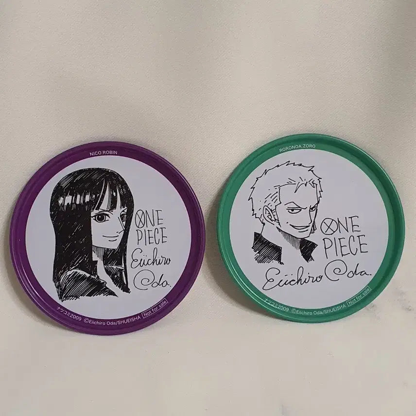 [BUNJANG] One Piece Zoro & Nico Robin Limited Edition Can Coaster Set / 원피스 조로 니코로빈 캔 코스터 2개 세트(슈에이샤 나츠코미 한정판)
