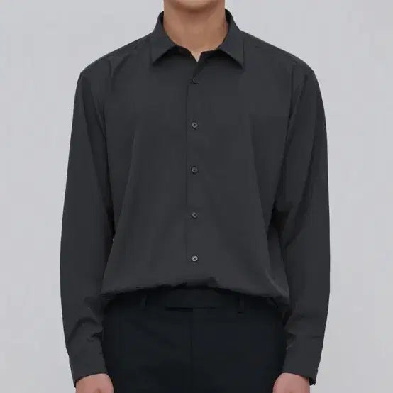 [BUNJANG] Musinsa Standard Relaxed Fit Silky Shirt Dark Grey XL / 무신사 스탠다드 릴렉스 핏 실키 셔츠 [다크 그레이] XL