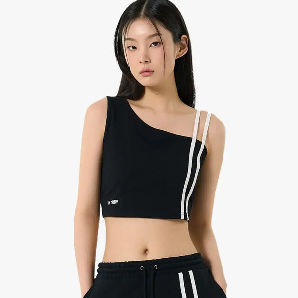 [BUNJANG] NERDY Line Point Black Sleeveless Top / 널디 NERDY 라인 포인트 블랙 탑
