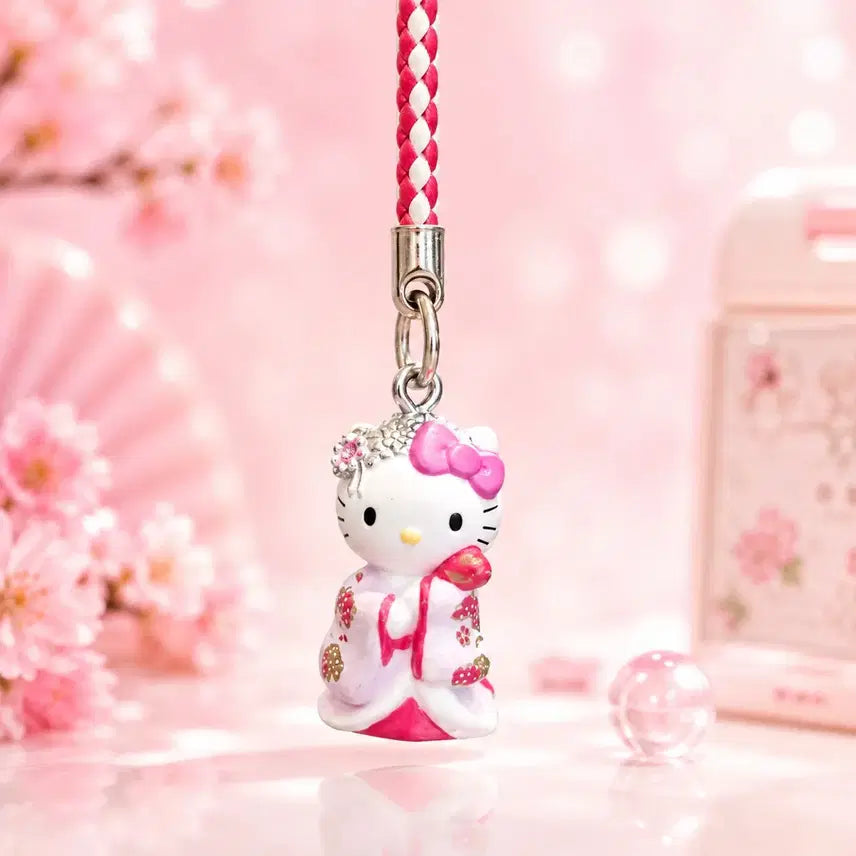 [BUNJANG] Vintage Hello Kitty Sakura Kimono Strap / 고전 헬로키티 벚꽃 기모노 스트랩