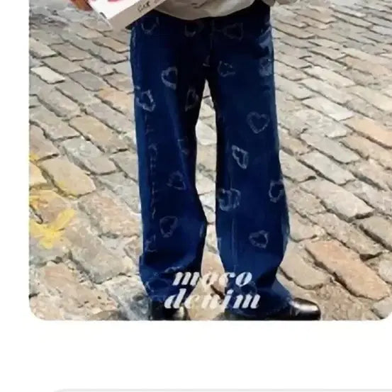 [BUNJANG] Mocobling Heart Denim Wide Fit Jeans / 모코블링 하트데님