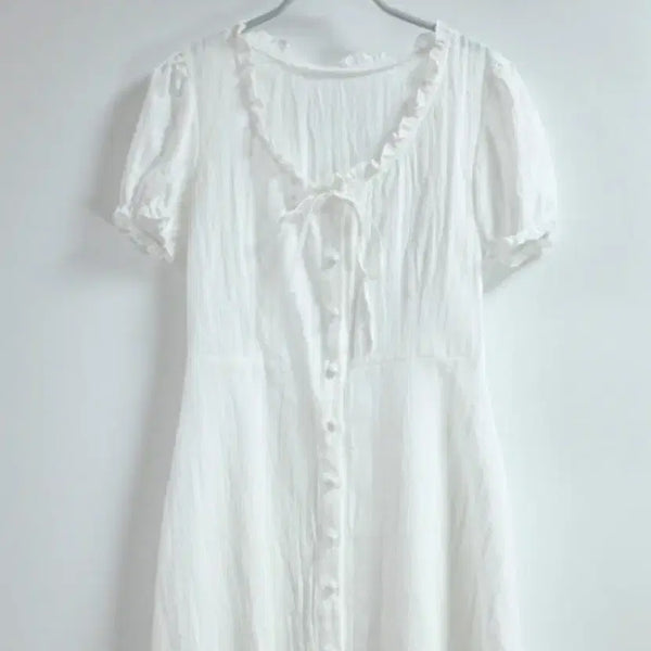 [BUNJANG] Amela Ruffle Mini Dress White / 아멜라 러플 미니 드레스 원피스 화이트