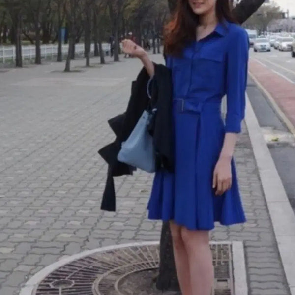 [BUNJANG] Chiyui White Closet Pokari Blue Shirt Dress Size 36 / 치유의옷장 포카리 블루 셔츠 원피스 36 사이즈