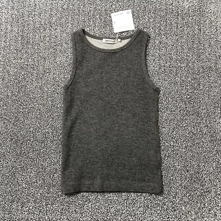[BUNJANG] Greyyang Rib Knit Sleeveless Top Dark Grey / 빈티지9. Greyyang 리브 니트 슬리브리스 탑 다크 그레이
