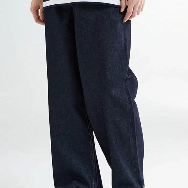 [BUNJANG] SPAO Wide Raw Denim Jeans (Dark Blue, Size 76) / 스파오 와이드 생지 진청 데님 진 76
