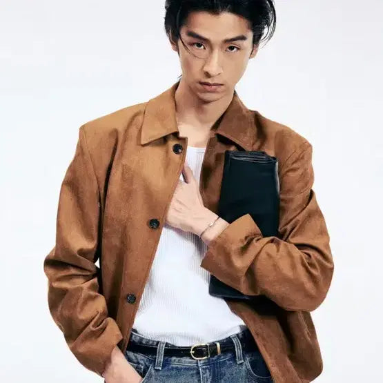 [BUNJANG] TNGT Suede Short Jacket Brown 105 / TNGT 스웨이드 숏 자켓 브라운 105