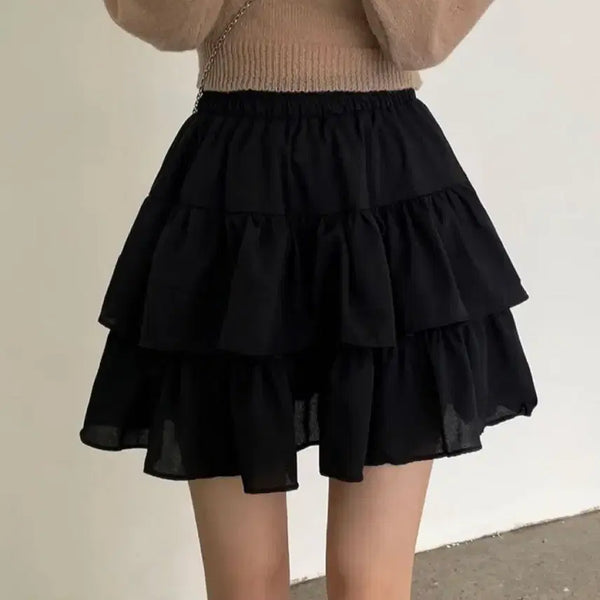 [BUNJANG] Tiered Chiffon Flare Skirt / 캉캉 쉬폰 플레어 스커트