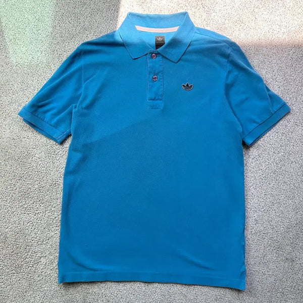 [BUNJANG] Adidas Vintage Blue Logo Polo T-Shirt Size 95 / 아디다스 빈티지 블루 로고 카라티 폴로티 95