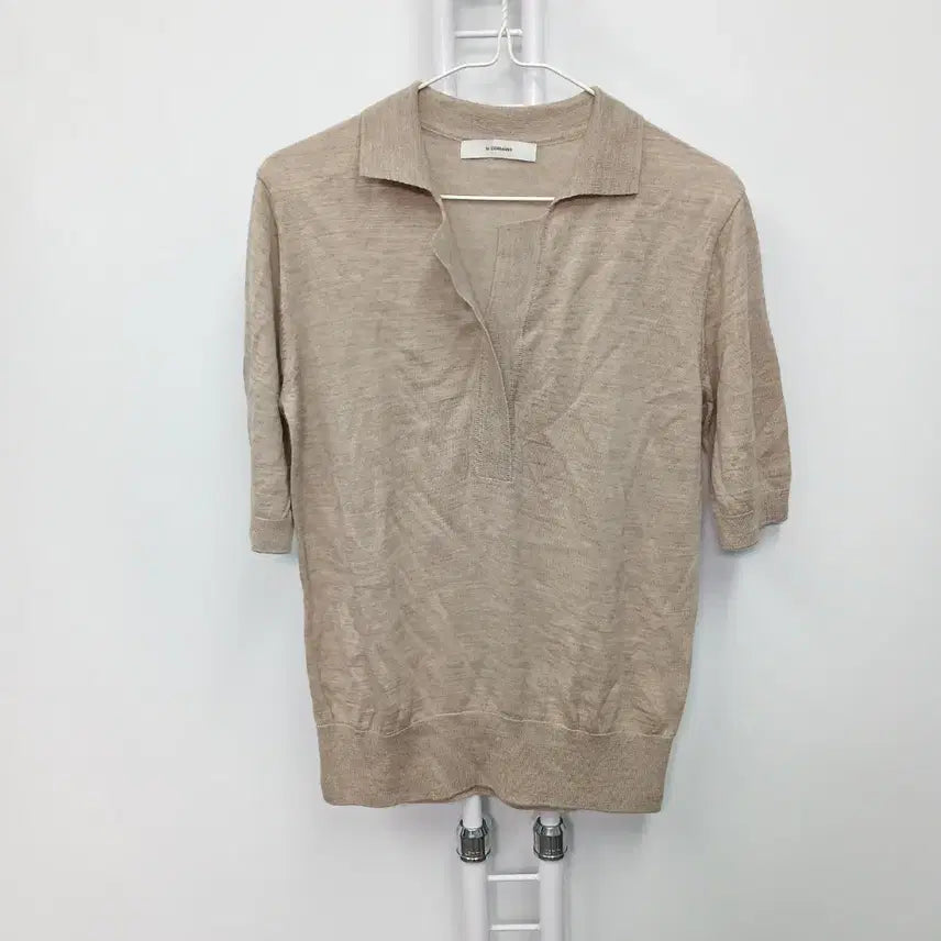 [BUNJANG] Le Corman Wool Short-Sleeve Collar Knit FREE / 르꼬르망 울 반팔 카라 니트 55-66