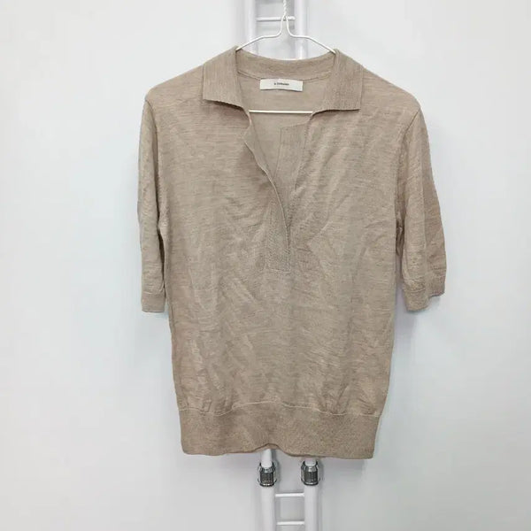 [BUNJANG] Le Corman Wool Short-Sleeve Collar Knit FREE / 르꼬르망 울 반팔 카라 니트 55-66