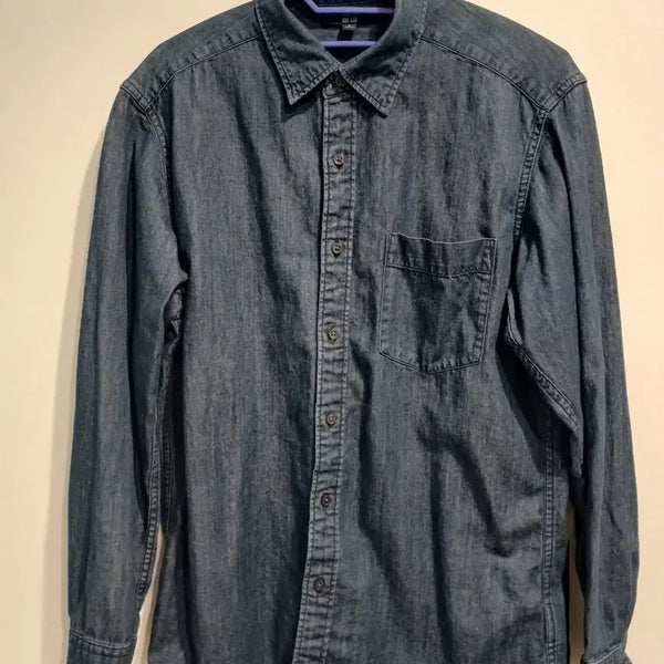 [BUNJANG] Uniqlo Denim Shirt (Unisex) - Size M / 유니클로 데님 셔츠 M(남녀공용)