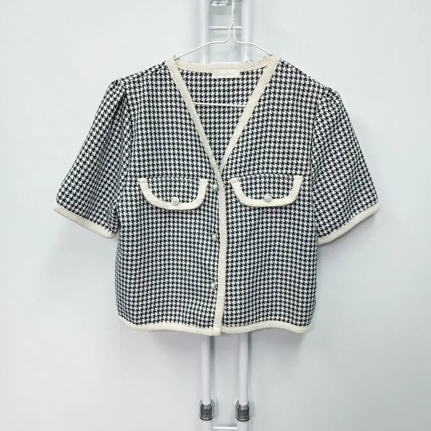 [BUNJANG] Paprika 22SS Tweed Crop Short-Sleeve Cardigan / 파프리카 22SS 트위드 크롭 반팔 가디건 55