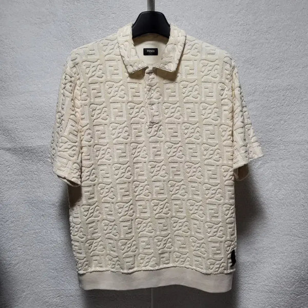 [BUNJANG] Fendi Terry Full Monogram Polo T-Shirt XXL / [정품] XXL / 펜디 풀 모노그램 테리 폴로 반팔 카라티