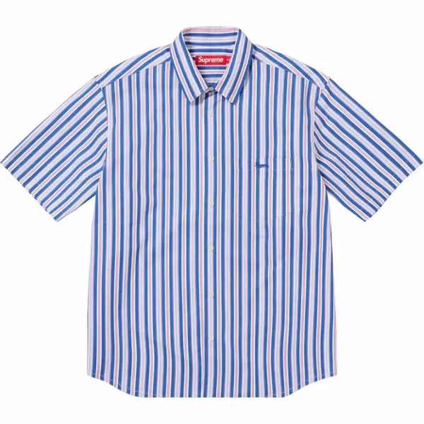[BUNJANG] Supreme Loose Fit Multi Stripe Short Sleeve Shirt Blue SS24 / 슈프림 루즈핏 멀티 스트라이프 숏슬리브 셔츠 블루 24ss