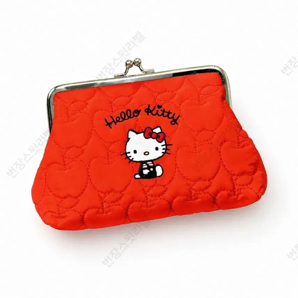 [BUNJANG] Hello Kitty Quilting Gamaguchi Pouch Wallet / 헬로키티 퀼팅 가마구치 파우치 지갑
