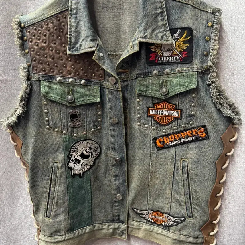 [BUNJANG] Harley-Davidson Custom Denim Vest / 할리데이비슨 커스텀 데님 조끼 (100~105)