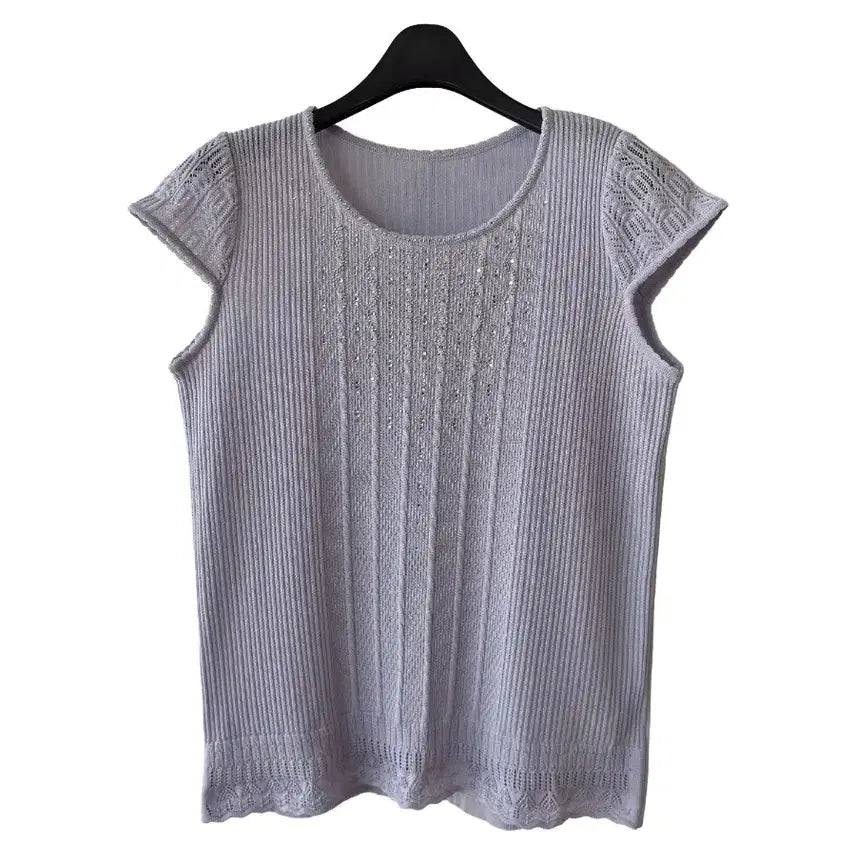[BUNJANG] Sleeveless Sparkle Knit Top / M/ 캡소매 반짝이 니트