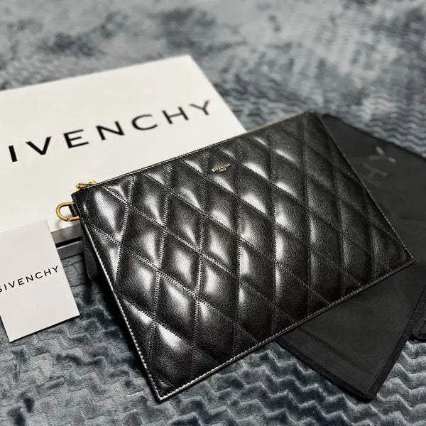 [BUNJANG] Givenchy Black Quilted Leather Clutch Bag / 지방시 블랙 퀼팅 레더 클러치백 정품