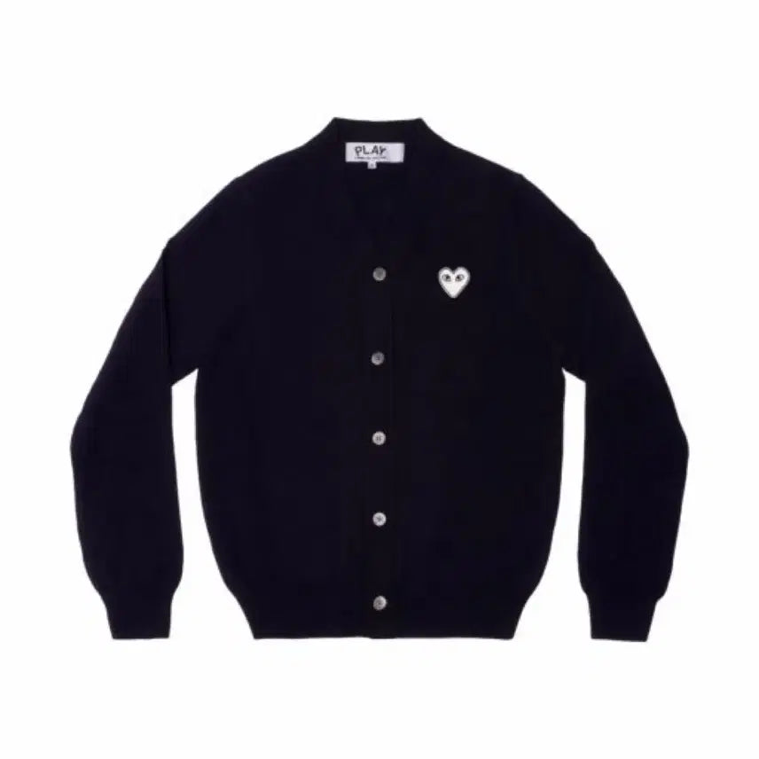 [BUNJANG] Comme des Garçons Play Black Cardigan White Heart Patch / 새상품급 꼼데가르송 플레이 블랙 가디건 화이트 와펜