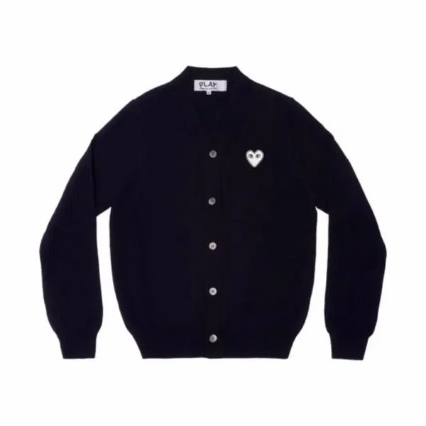 [BUNJANG] Comme des Garçons Play Black Cardigan White Heart Patch / 새상품급 꼼데가르송 플레이 블랙 가디건 화이트 와펜