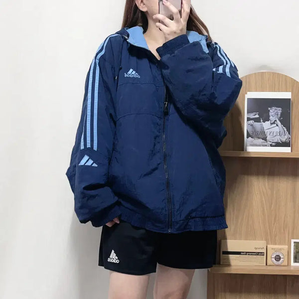 [BUNJANG] Adidas Navy Blue Three-Stripes Track Jacket - Size 105 / 아디다스 네이비 블루삼선 병아리 점퍼 [ 105 ]