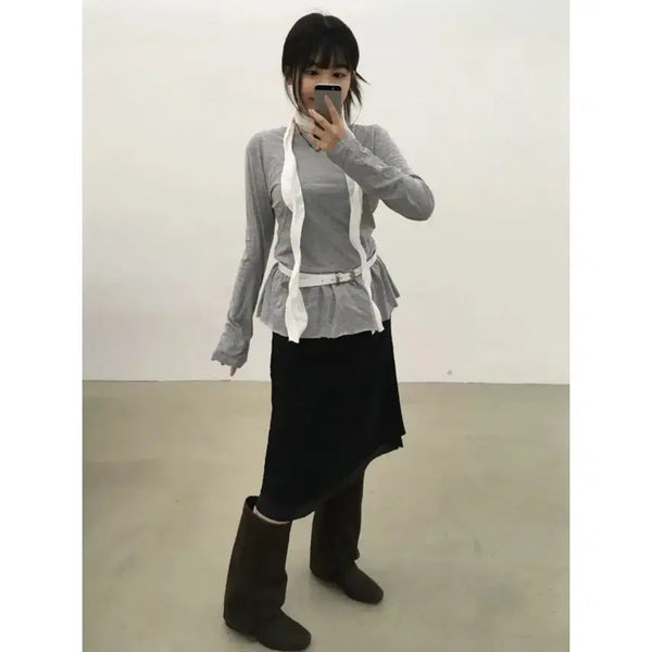 [BUNJANG] Black Up Wide Shirring Middle Boots Brown 245 / [245] 블랙업 와이드 셔링 미들 부츠 브라운 소브 마리공주