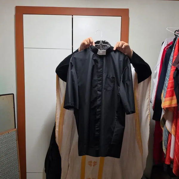 [BUNJANG] Catholic Priest Clerical Shirt Black 5XL / 가톨릭 검정색 셔츠형 사제복