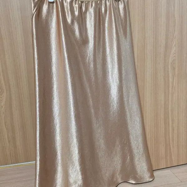 [BUNJANG] ORR Satin Lix Skirt Gold L / ORR  오르 새틴 릭스커트 골드 L