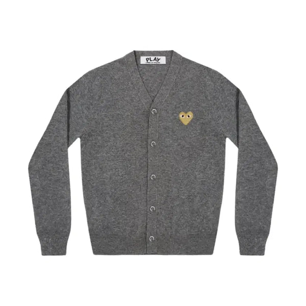 [BUNJANG] Comme des Garçons Play Cardigan Grey Gold Heart Yellow Wappen Size S / 플레이 꼼데가르송 가디건 그레이 골드하트 옐로우와펜 s