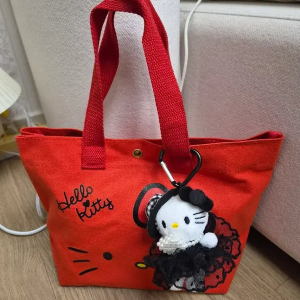 [BUNJANG] Hello Kitty Red Tote Bag with Keyring / 헬로키티 레드 토트백 + 키링 포함