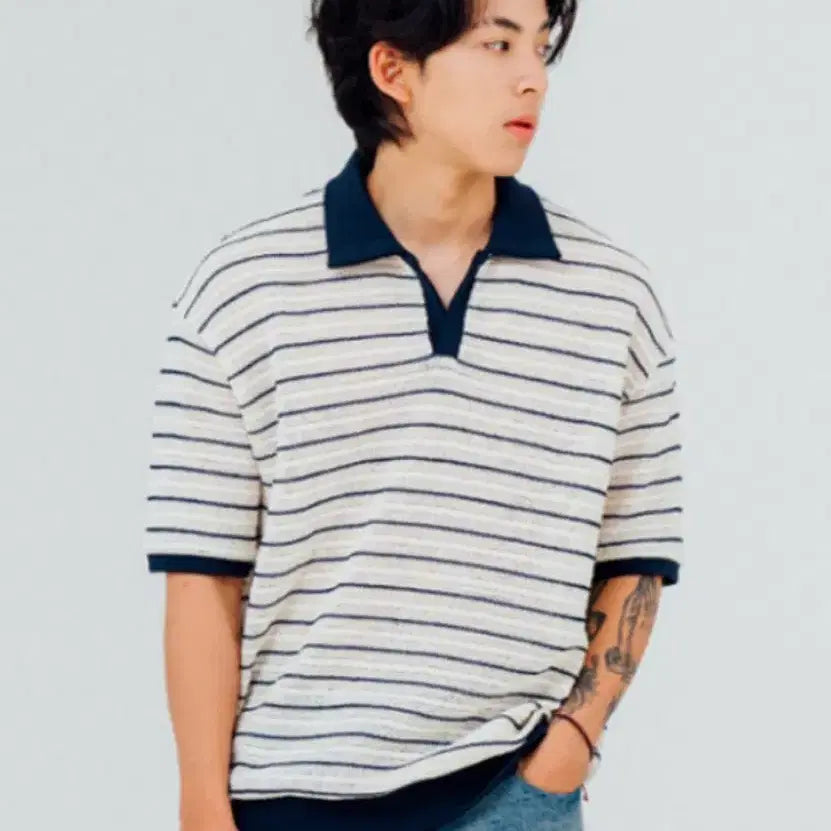 [BUNJANG] Air Collar Knit T-Shirt / 아이얼 카라 니트 팝니다