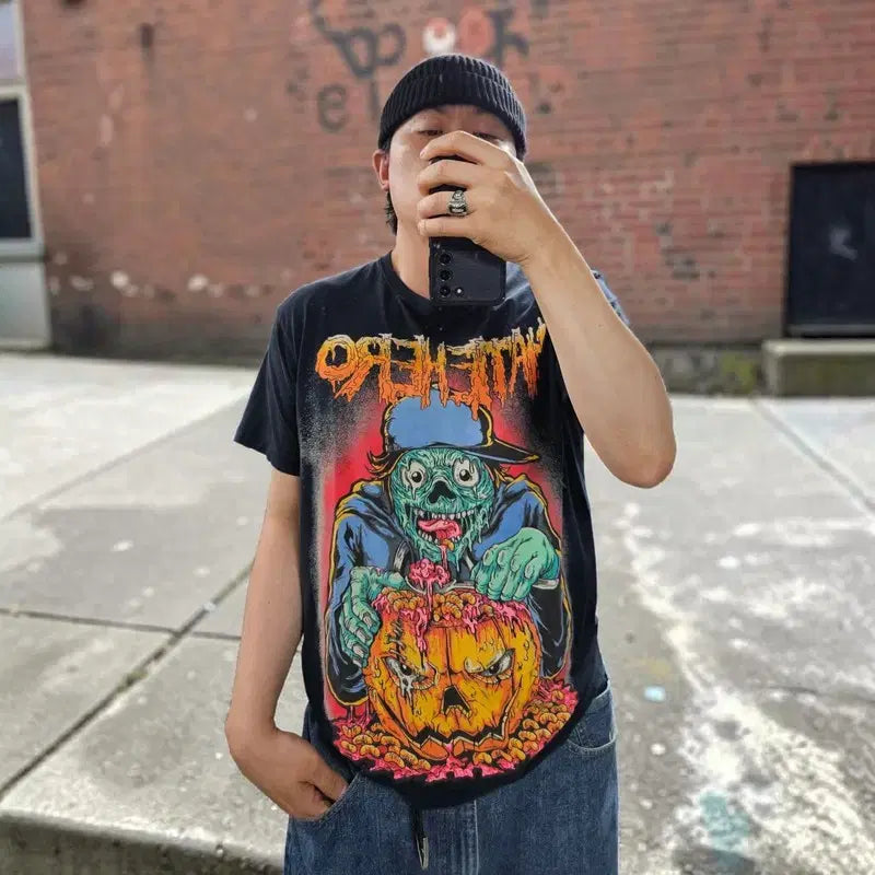 [BUNJANG] HATE HERO Graphic Print Short Sleeve T-Shirt / HATE HERO 프린팅 반팔티 M0475