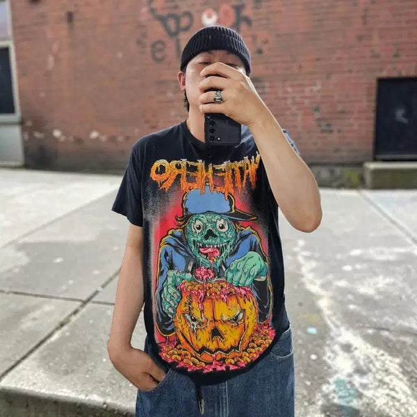 [BUNJANG] HATE HERO Graphic Print Short Sleeve T-Shirt / HATE HERO 프린팅 반팔티 M0475